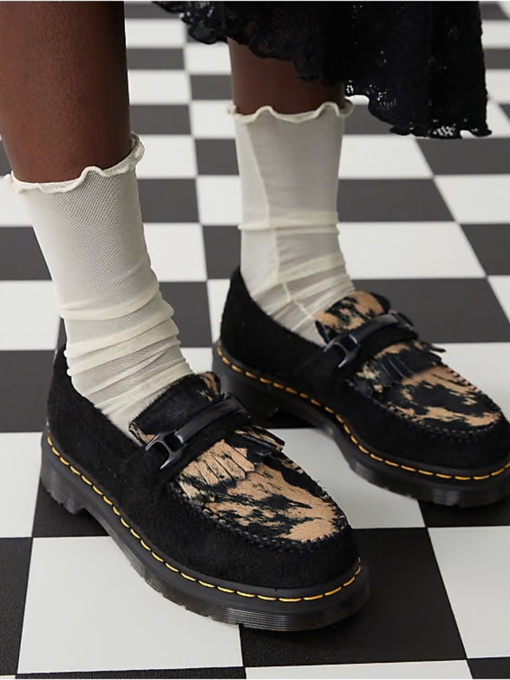 Dr Martens Adrian Snaffle
Hair Loafers Black Beige & Knapped Suede